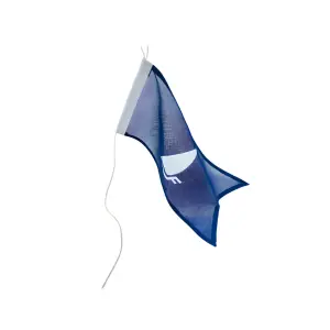 Sininen veneviiri valkoisella symbolilla veneeseen kiinnitysnarulla